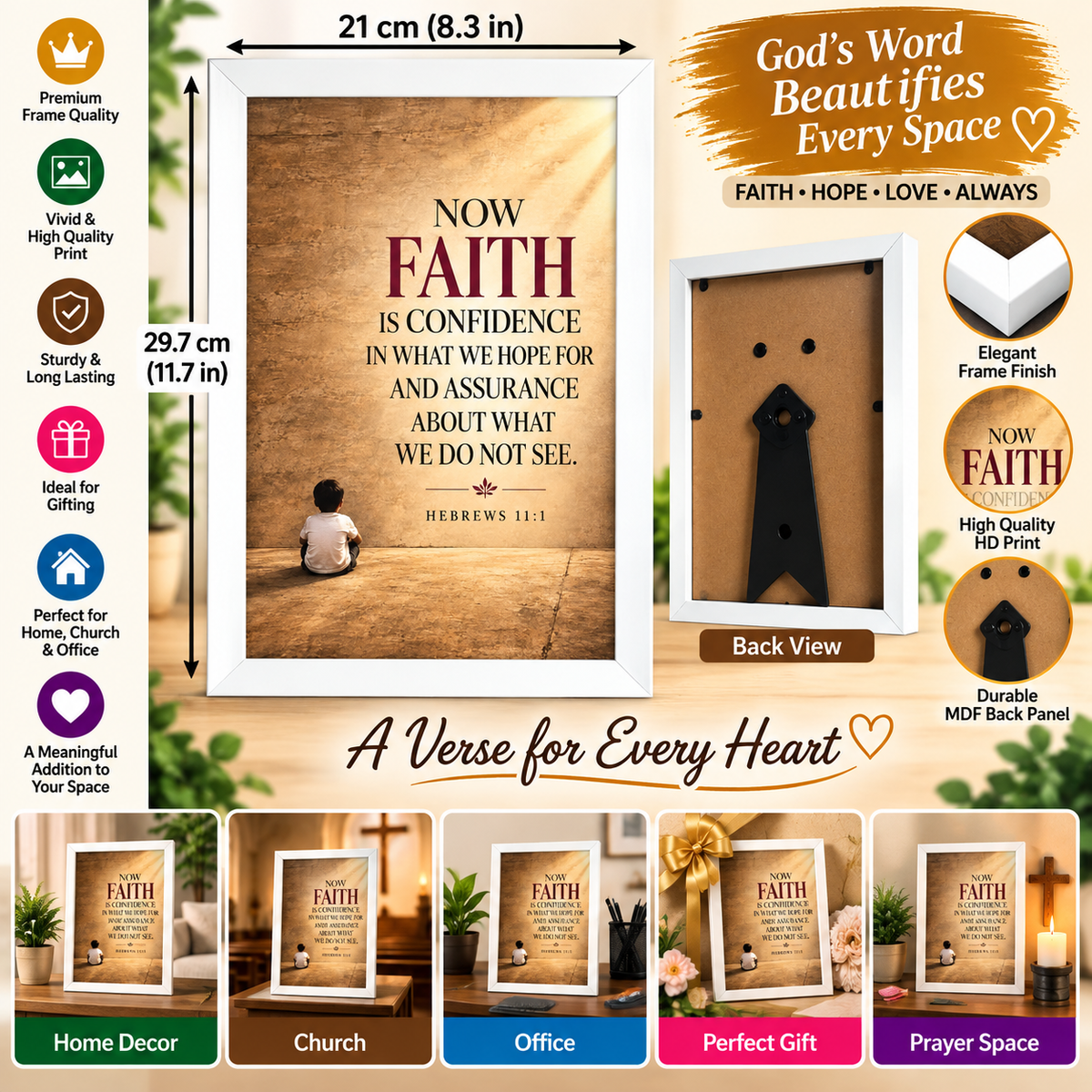 Bible Verse Frame – Hebrews 11:1 – Now Faith Is Confidence – A4