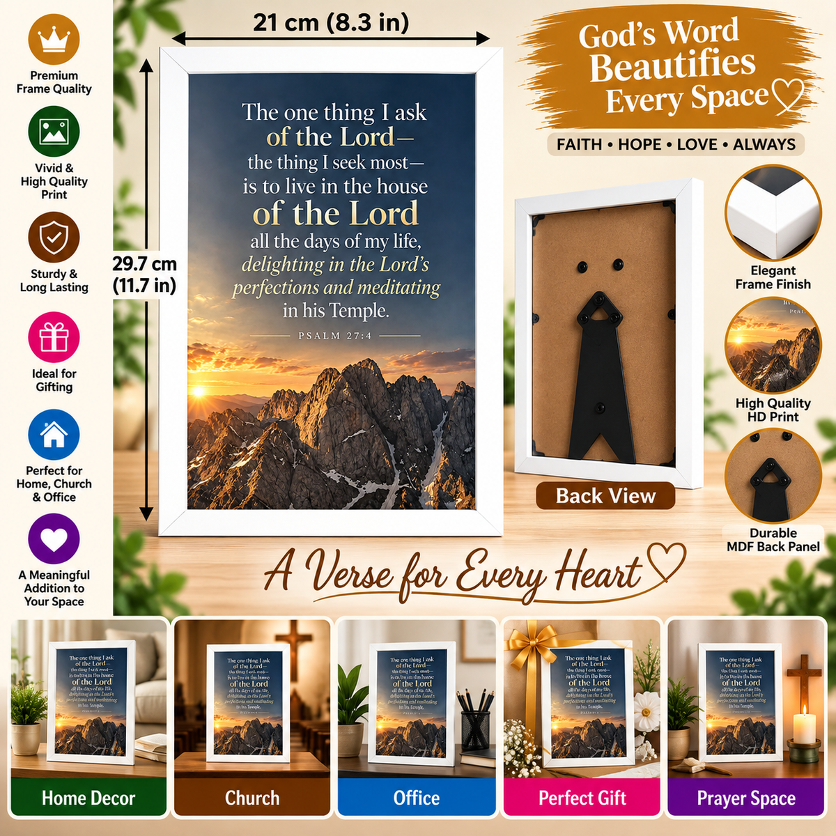 Bible Verse Frame – Psalm 27:4 – The One Thing I Ask – A4