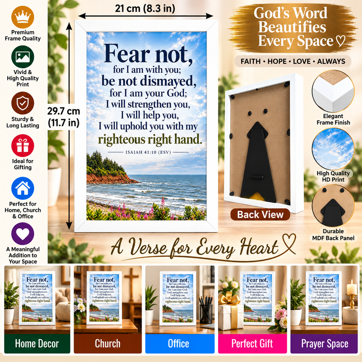 Bible Verse Frame – Isaiah 41:10 – Fear Not – A4