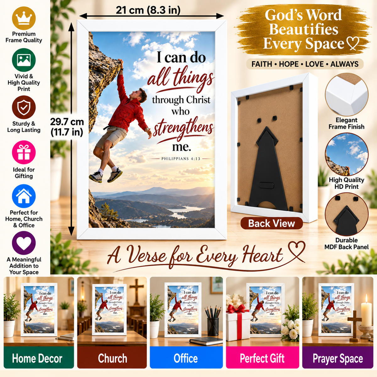 Bible Verse Frame – Philippians 4:13 – I Can Do All Things – A4