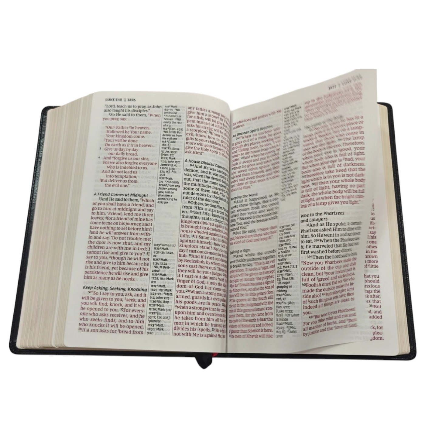 NKJV, Reference Bible, Center-Column Giant Print, Leathersoft, Black, Red Letter Edition, Thumb Indexed, Comfort Print: Holy Bible, New King James