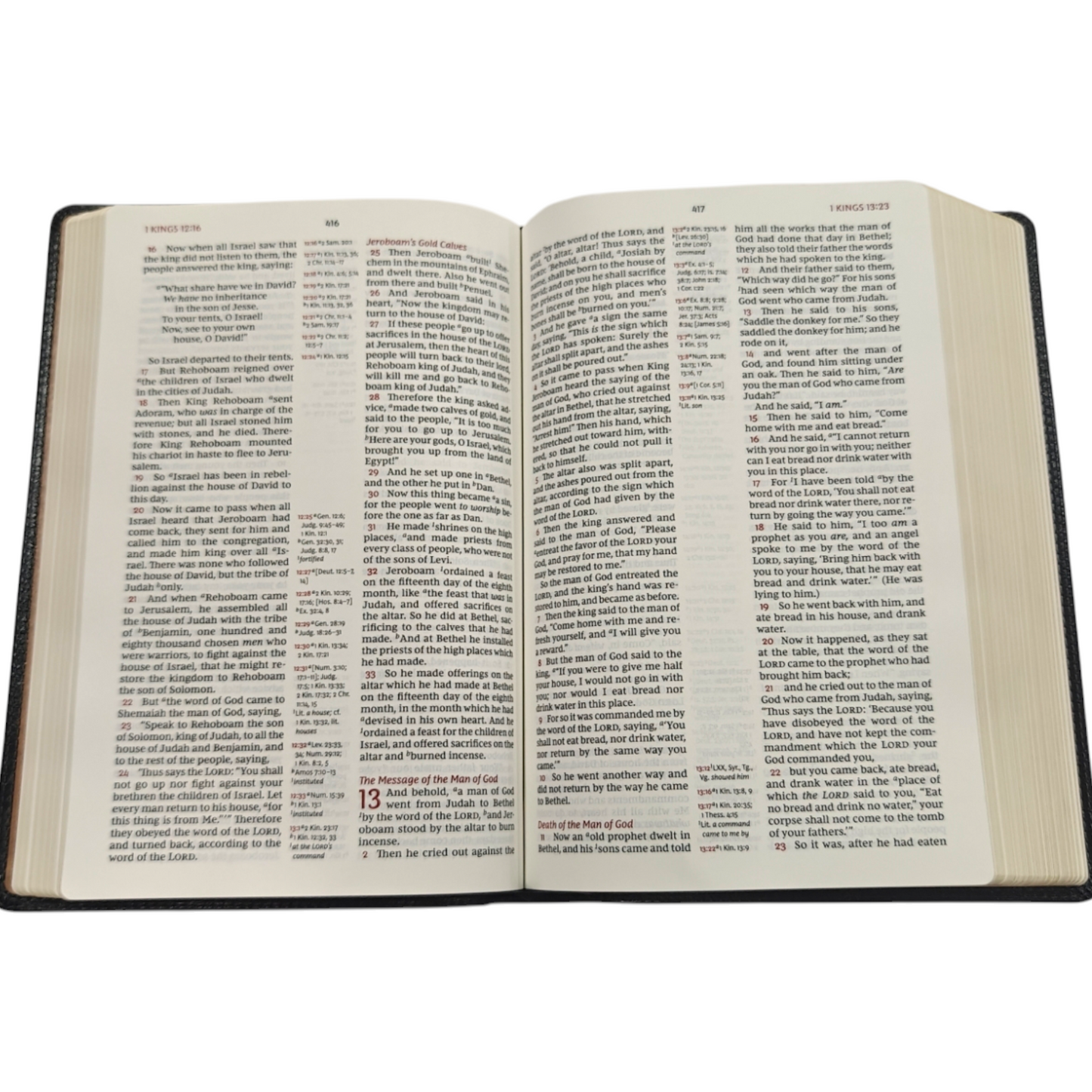 NKJV, Reference Bible, Classic Verse-By-Verse, Center-Column, Leathersoft, Black, Red Letter Edition, Comfort Print | Study Bible, Reference Bible