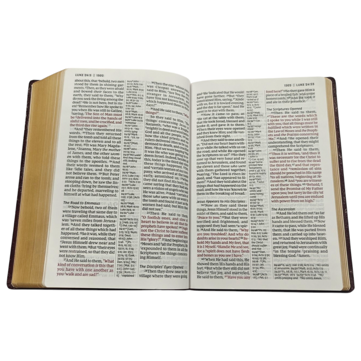 NKJV, Reference Bible, Center-Column Giant Print, Leather-Look, Burgundy, Red Letter Edition, Comfort Print | Study Bible, Reference Bible | Holy