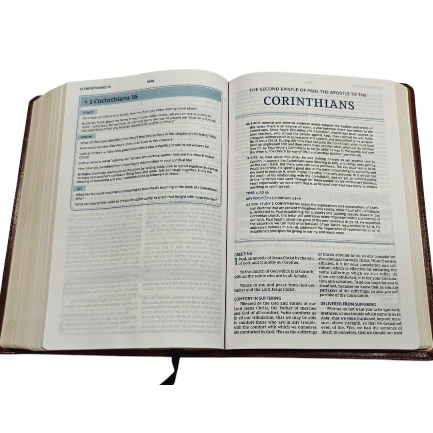 NKJV, The Bible Study Bible, Leathersoft, Brown, Comfort Print: A Study Guide for Every Chapter of the Bible | Study Bible, Reference Bible | Holy