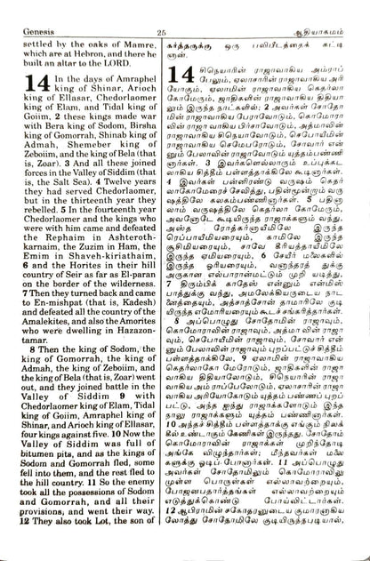 Tamil-English Parallel Bible, Large Print Edition, BSI Authorized Version, Premium Black Leather Bound, ISBN-9789393511805