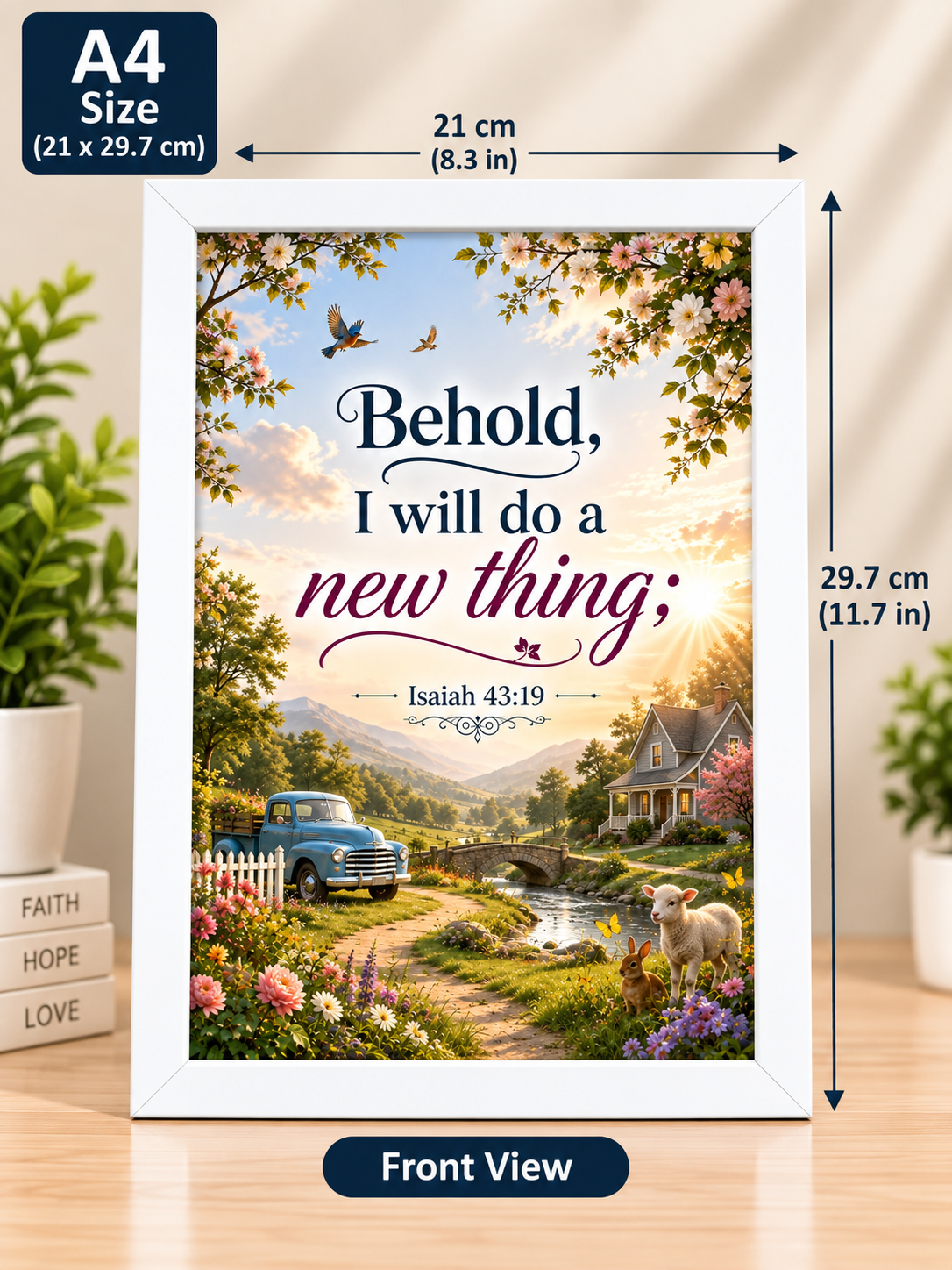 Bible Verse Frame – Isaiah 43:19 A4 White