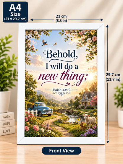 Bible Verse Frame – Isaiah 43:19 A4 White