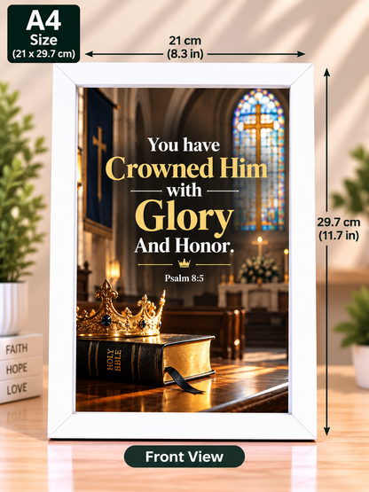 Bible Verse Frame – A4 – Psalm 8:5 – White