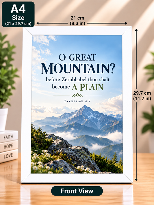Bible Verse Frame – Zechariah 4:7 A4 – O Great Mountain