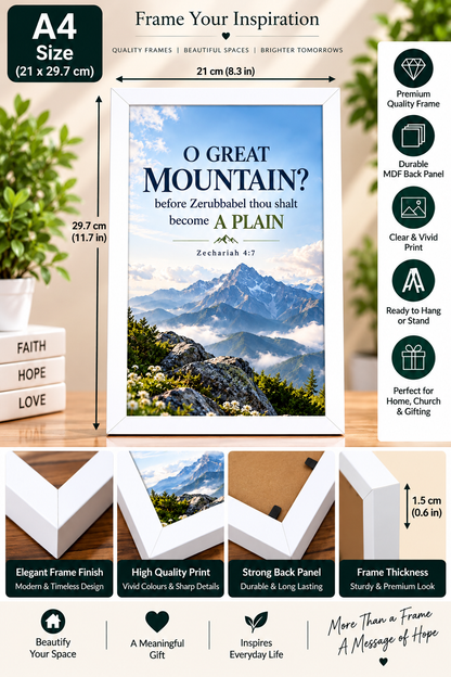 Bible Verse Frame – Zechariah 4:7 A4 – O Great Mountain