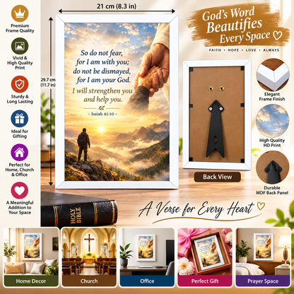 Bible Verse Frame – Isaiah 41:10 – Christian Wall Art – A4