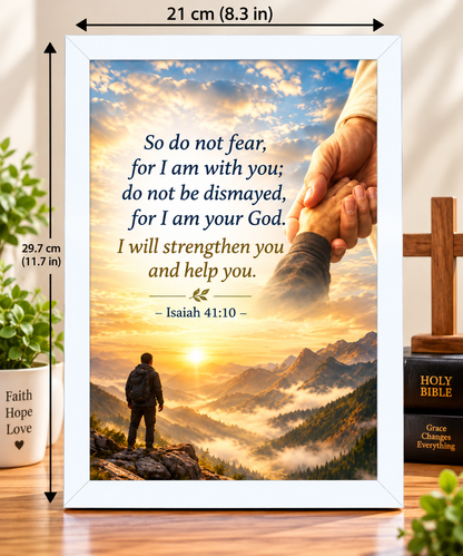 Bible Verse Frame – Isaiah 41:10 – Christian Wall Art – A4