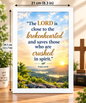 Bible Verse Frame – Psalm 34:18 White – A4