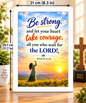 Bible Verse Frame – Psalm 31:24 – 21 × 29.7 cm – White