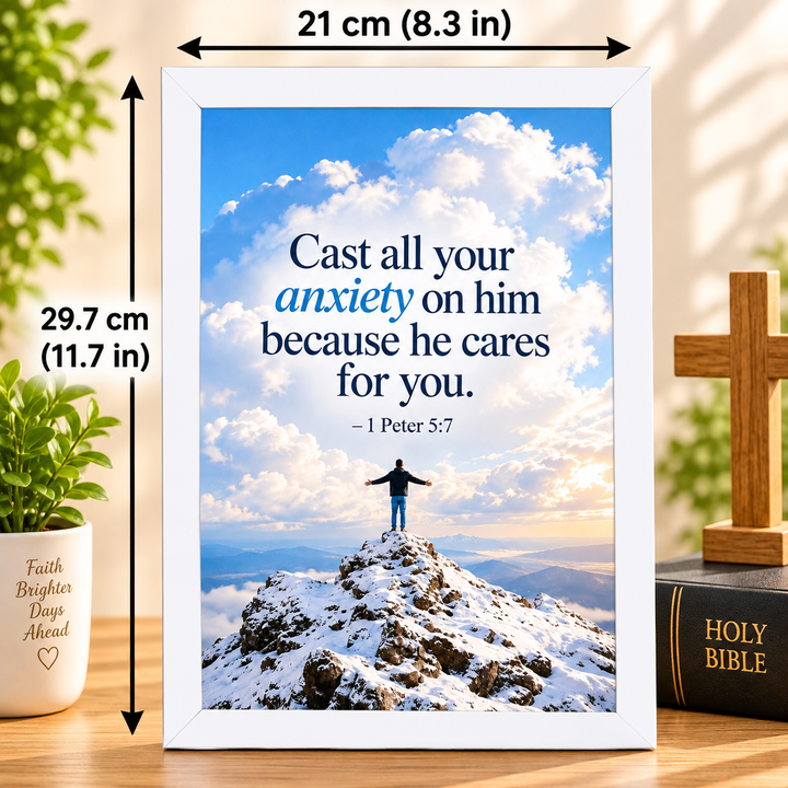Bible Verse Frame – 1 Peter 5:7 – Cast Your Anxiety – A4