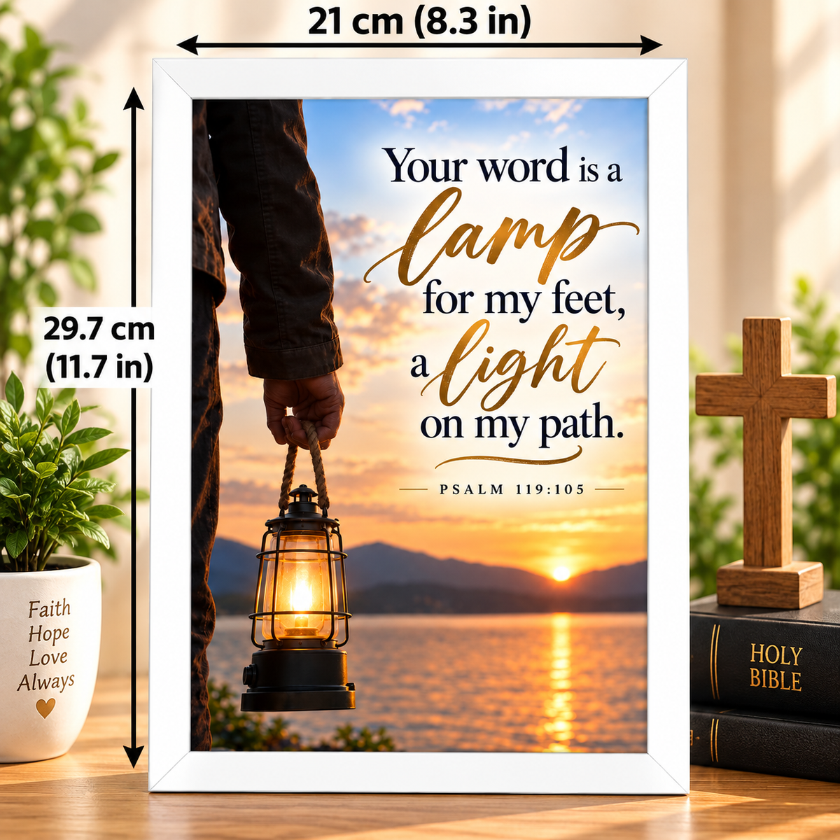 Bible Verse Frame – Psalm 119:105 – Lamp for My Feet – A4