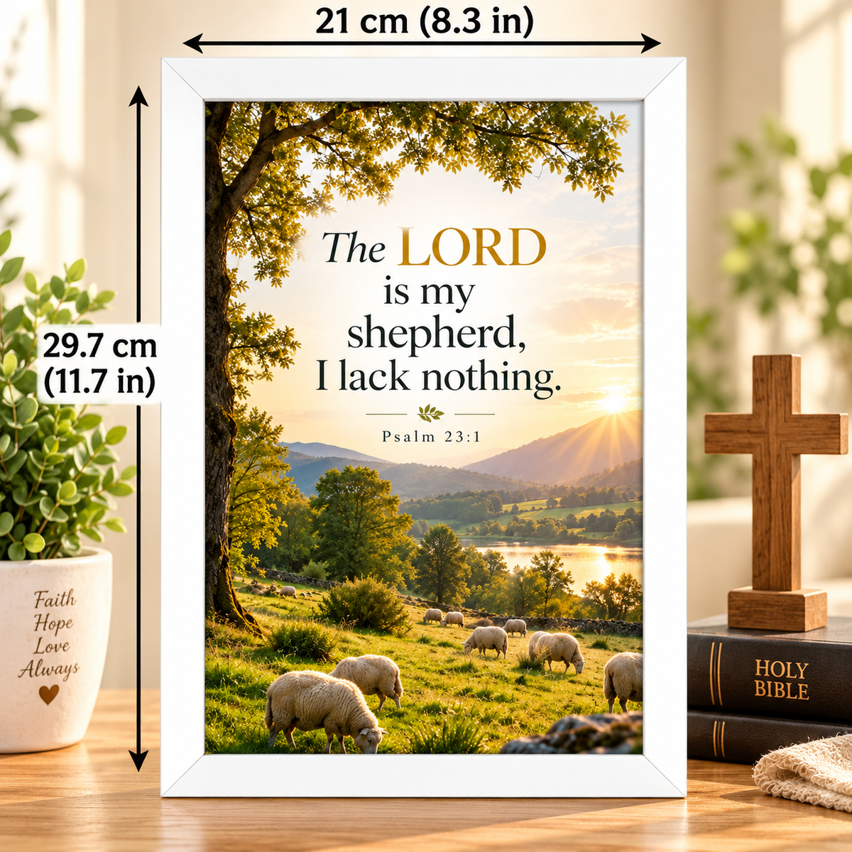 Bible Verse Frame – Psalm 23:1 – The Lord Is My Shepherd – A4