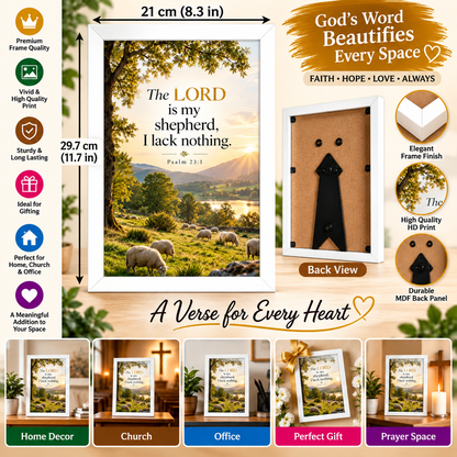 Bible Verse Frame – Psalm 23:1 – The Lord Is My Shepherd – A4