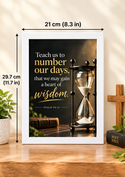 Bible Verse Frame – Psalm 90:12 A4 – Heart of Wisdom