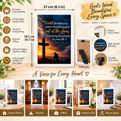 Bible Verse Frame – Romans 8:28 – God Promises – A4