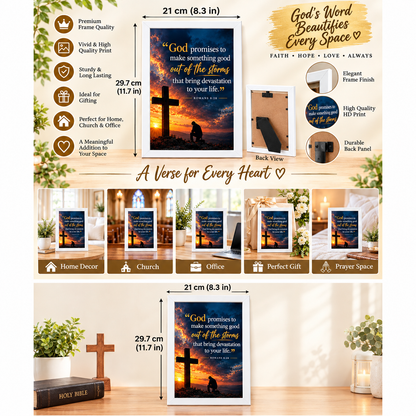 Bible Verse Frame – Romans 8:28 – God Promises – A4