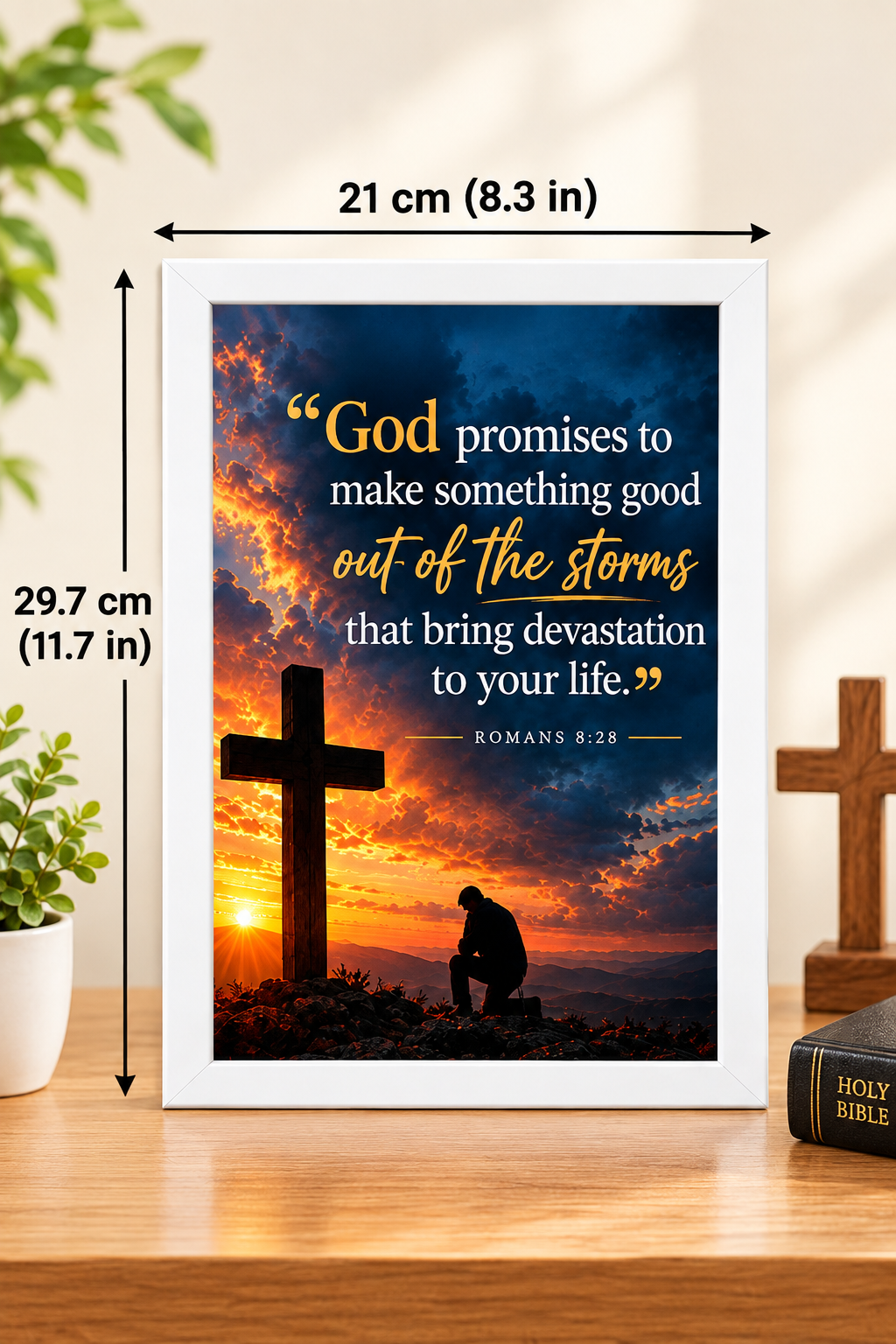 Bible Verse Frame – Romans 8:28 – God Promises – A4
