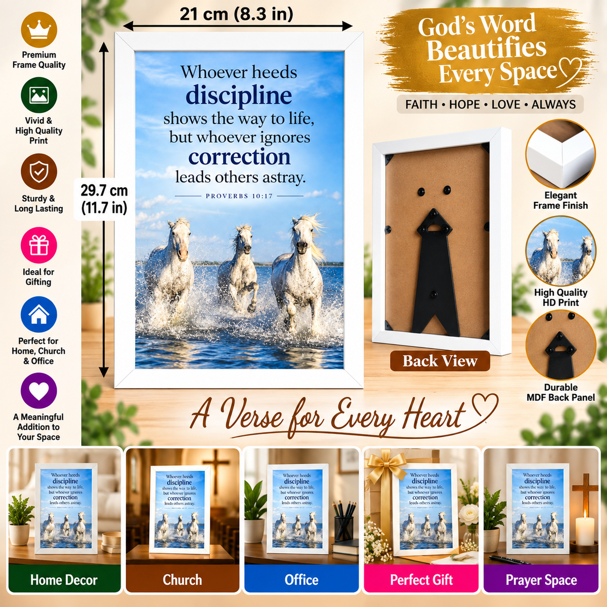 Bible Verse Frame – Proverbs 10:17 – Discipline & Correction – A4