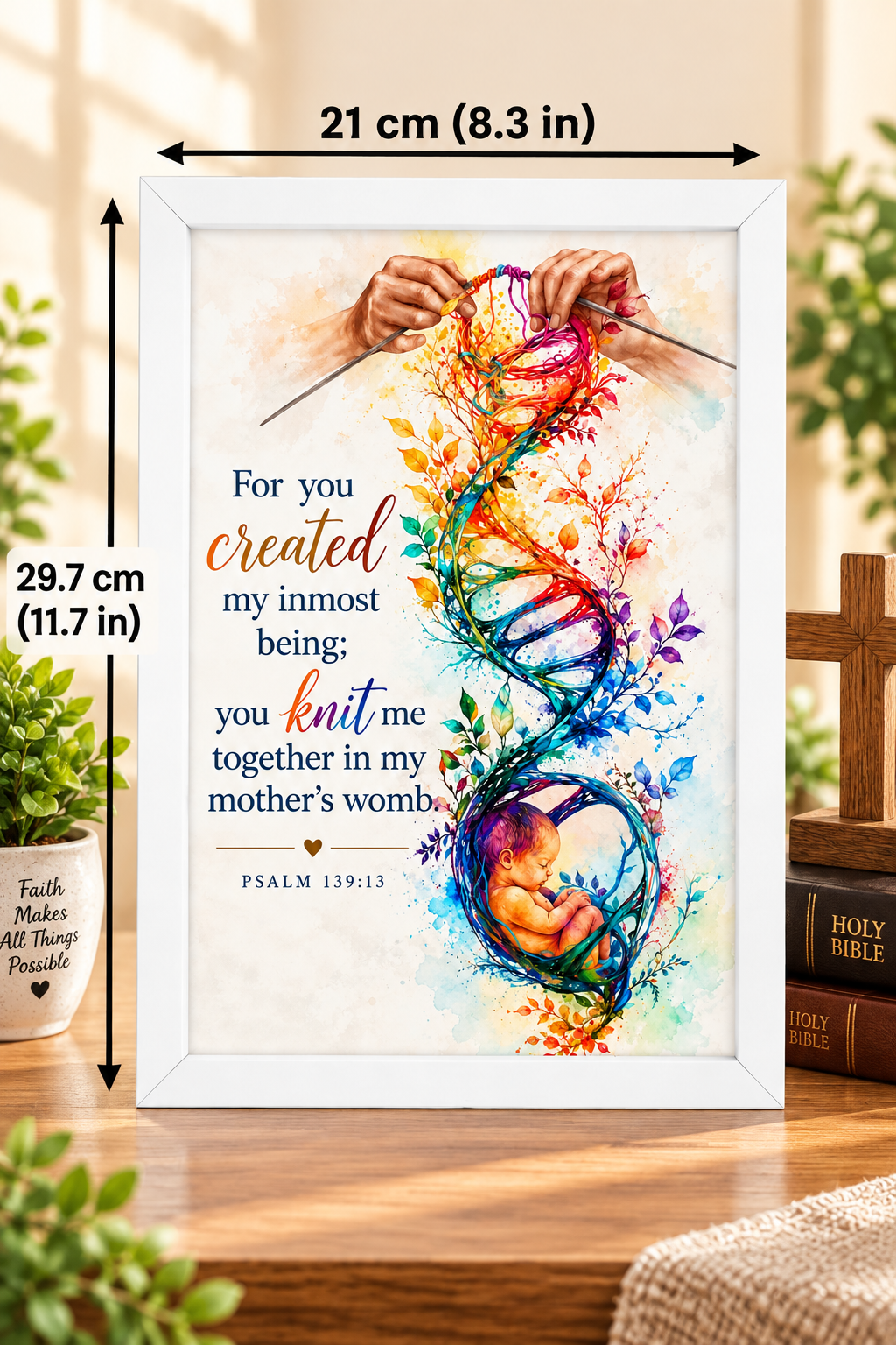 Bible Verse Frame – Psalm 139:13 – You Knit Me Together – A4