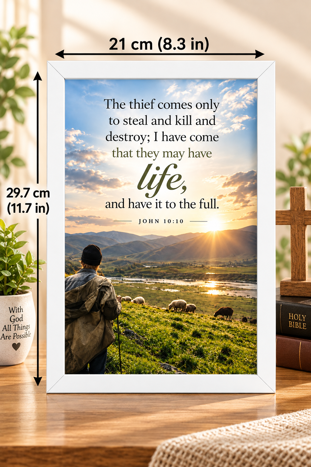 Bible Verse Frame – John 10:10 – Life to the Full – A4