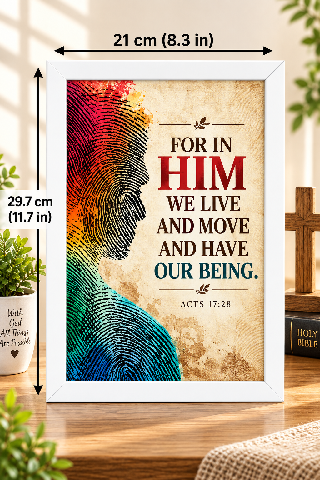 Bible Verse Frame – Acts 17:28 – In Him We Live – A4