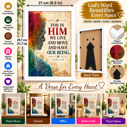Bible Verse Frame – Acts 17:28 – In Him We Live – A4