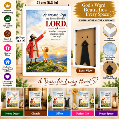 Bible Verse Frame – Proverbs 20:24 – Steps Directed by the Lord – A4