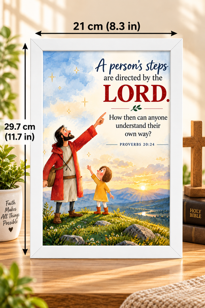 Bible Verse Frame – Proverbs 20:24 – Steps Directed by the Lord – A4