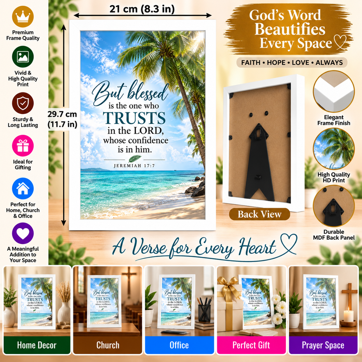 Bible Verse Frame – Jeremiah 17:7 – Trusts in the Lord – A4