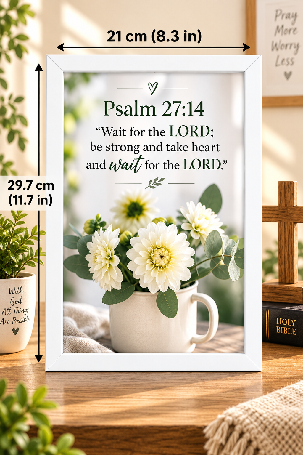 Bible Verse Frame – Psalm 27:14 – Wait for the Lord – A4