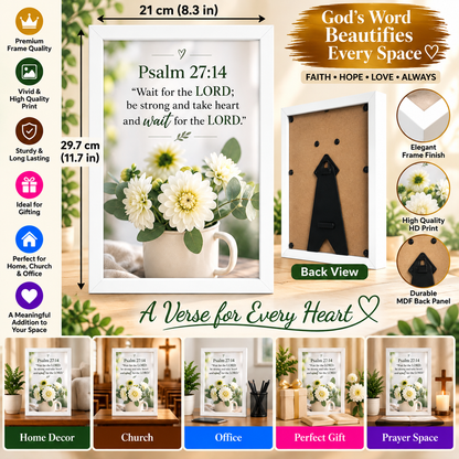 Bible Verse Frame – Psalm 27:14 – Wait for the Lord – A4