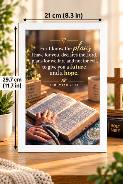 Bible Verse Frame – Jeremiah 29:11 – Future & Hope – A4