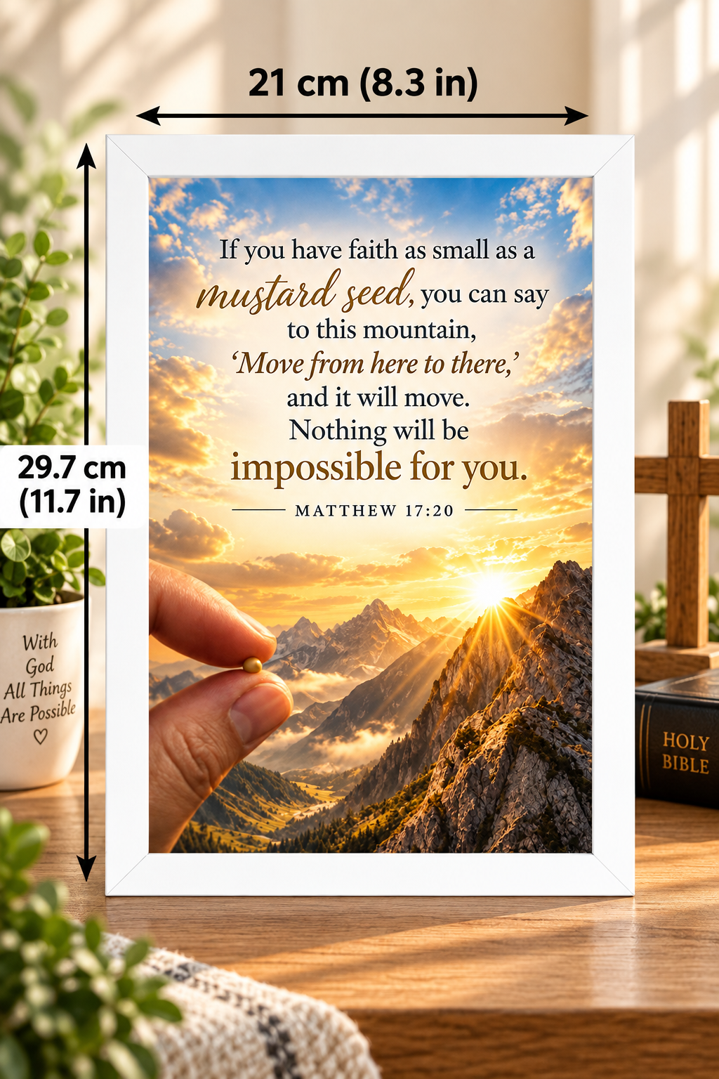 Bible Verse Frame – Matthew 17:20 – Mustard Seed Faith – A4