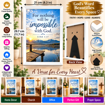 Bible Verse Frame – Luke 1:37 – Nothing Is Impossible – A4