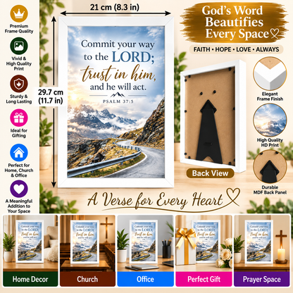 Bible Verse Frame – Psalm 37:5 – Commit Your Way to the Lord – A4