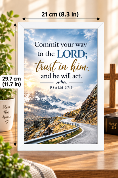 Bible Verse Frame – Psalm 37:5 – Commit Your Way to the Lord – A4