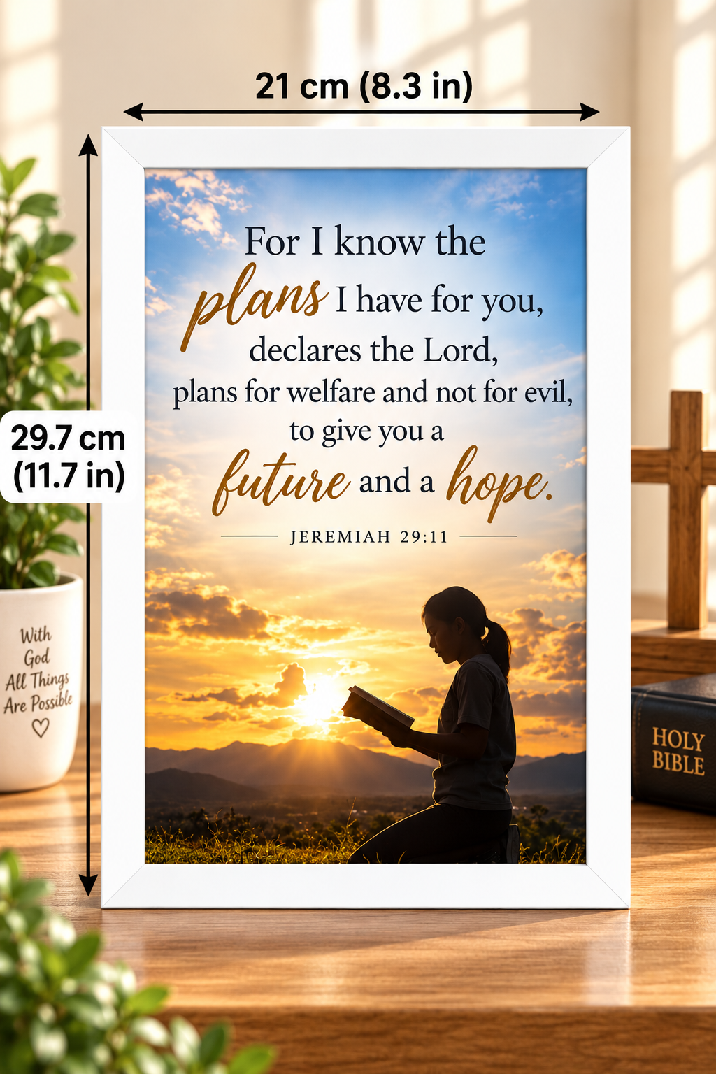 Bible Verse Frame – Jeremiah 29:11 – Future and Hope – A4