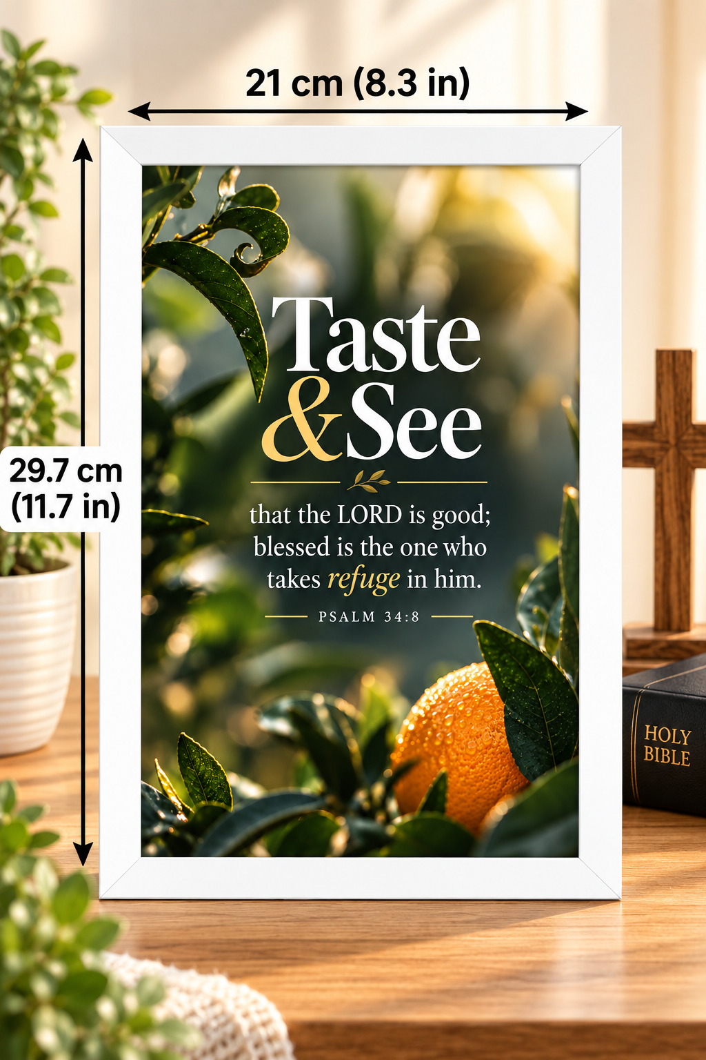 Bible Verse Frame – Psalm 34:8 – Taste & See – A4