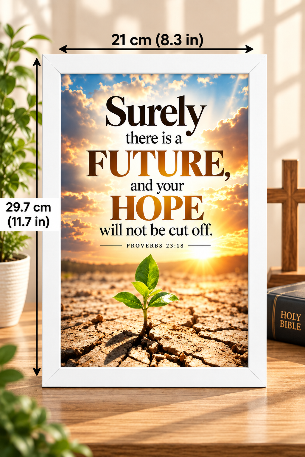 Bible Verse Frame – Proverbs 23:18 – Future & Hope – A4