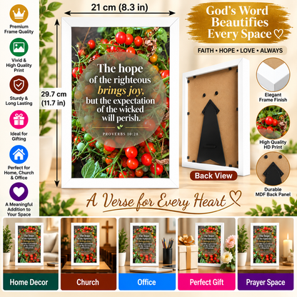 Bible Verse Frame – Proverbs 10:28 – Hope Brings Joy – A4