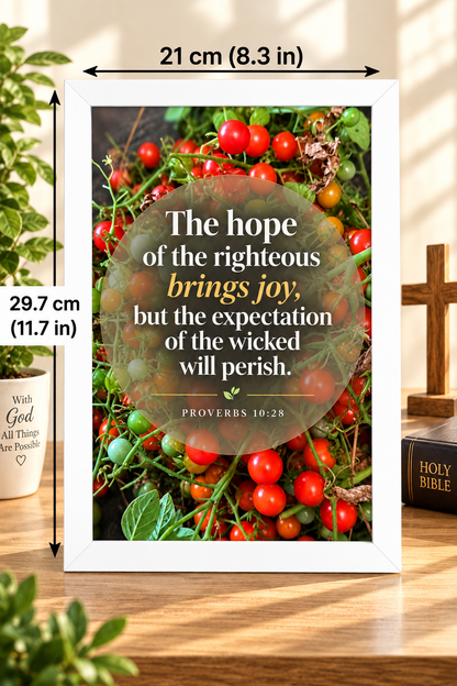 Bible Verse Frame – Proverbs 10:28 – Hope Brings Joy – A4