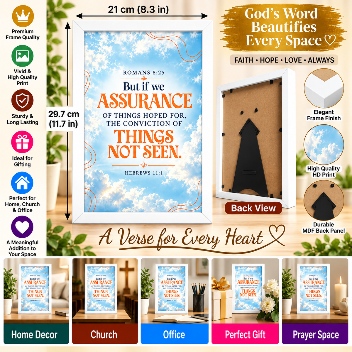 Bible Verse Frame – Hebrews 11:1 – Faith & Assurance – A4