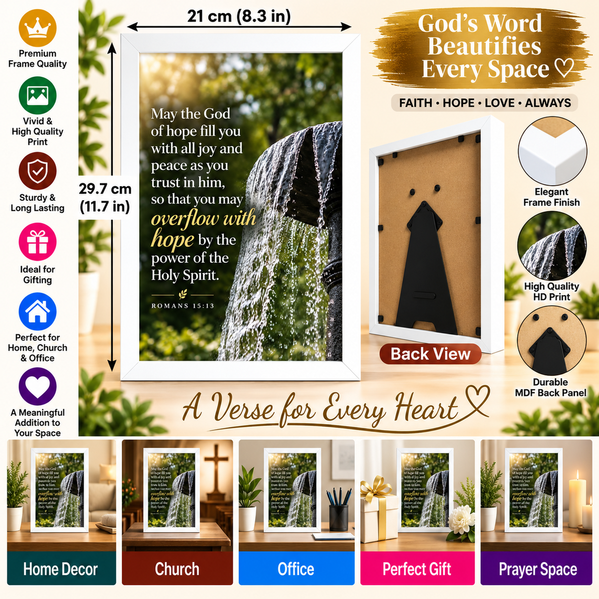 Bible Verse Frame – Romans 15:13 – Overflow With Hope – A4