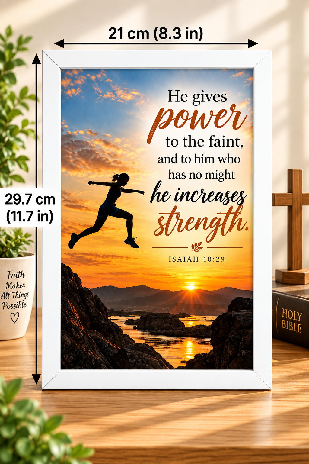 Bible Verse Frame – Isaiah 40:29 – He Gives Power – A4