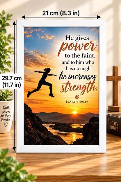 Bible Verse Frame – Isaiah 40:29 – He Gives Power – A4